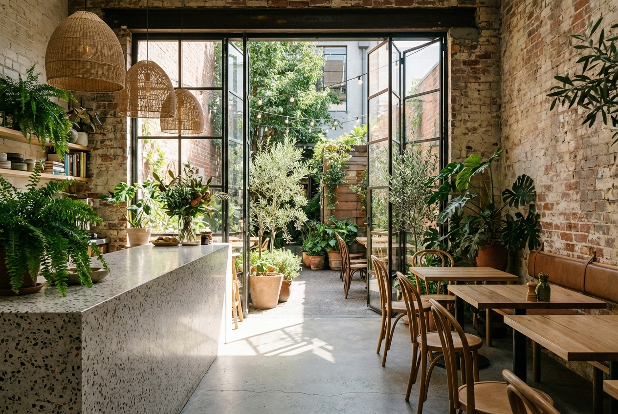 Corner & Co Kitchen interior — warm timber and soft lighting